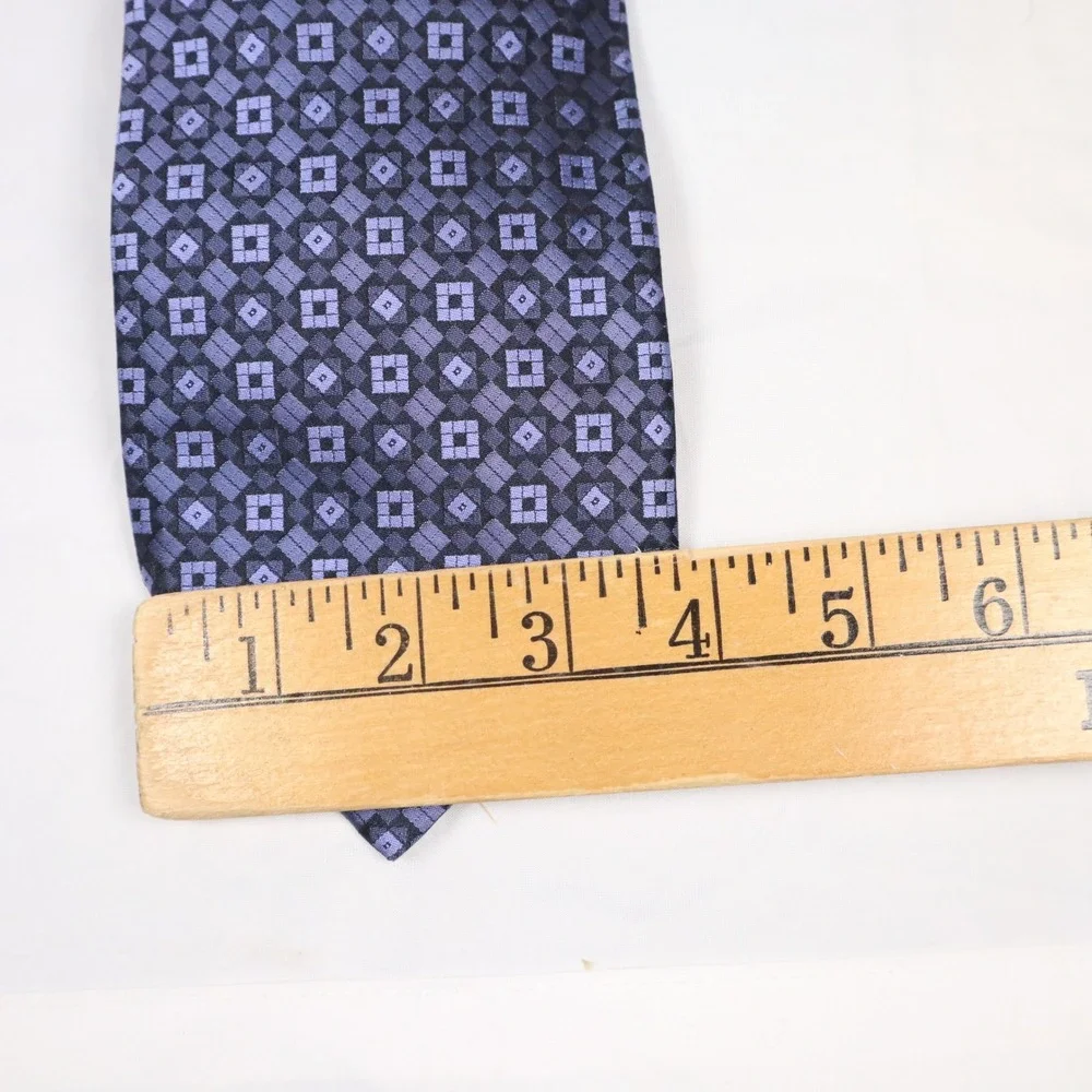 Stefano Ricci Pure Silk Necktie Navy Periwinkle‎ Geometric Medallion Made Italy
